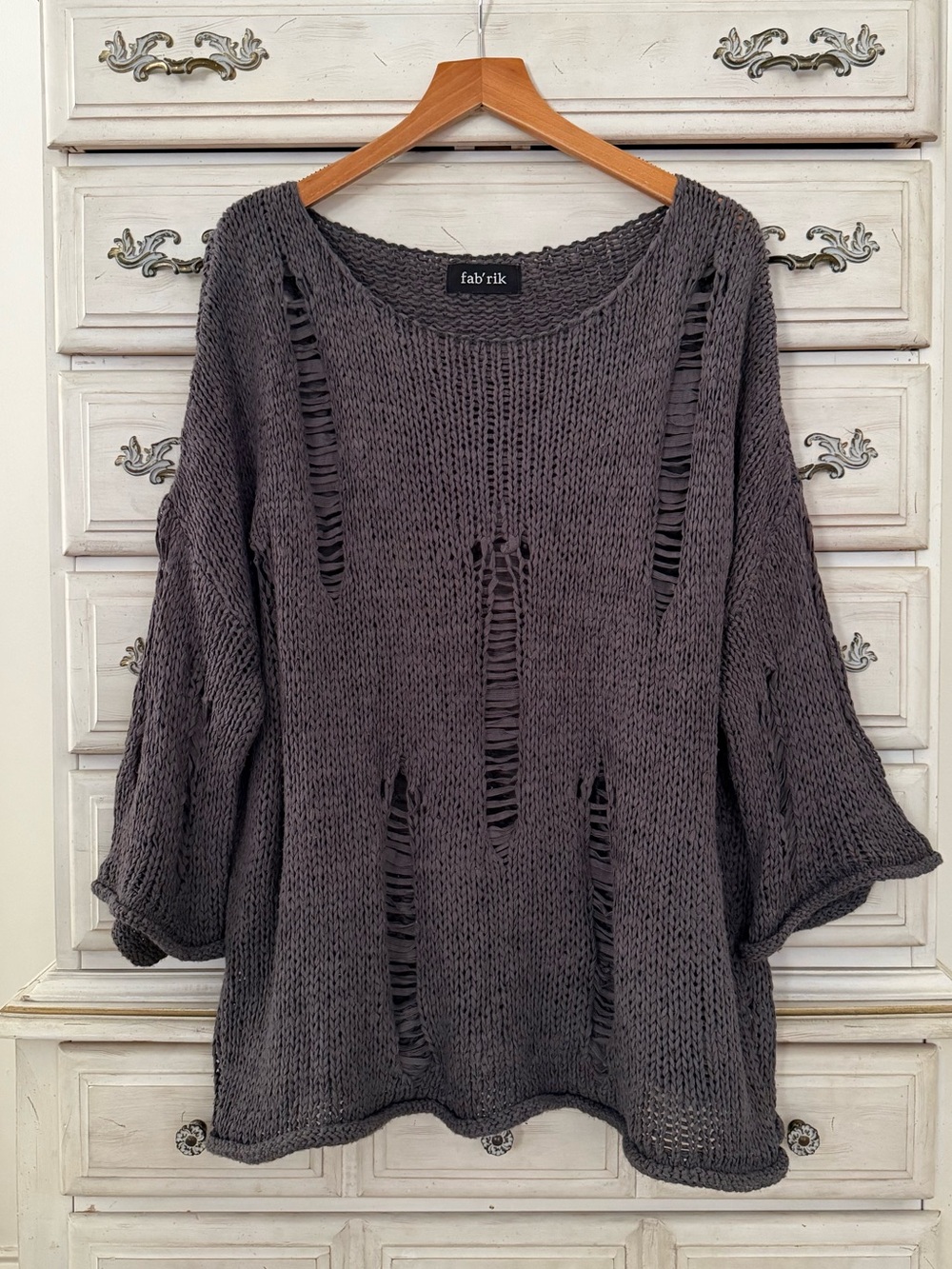 Vici Dark Grey Distressed Sweater